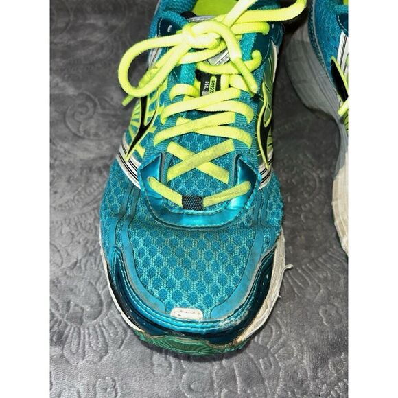 BROOKS Adrenaline GTS 14 Low Top Aqua/Neon Green Running Shoes Women’s 7.5 - Picture 4 of 10